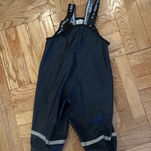Polarn O Pyret Snow Rain Pants Bib Suspenders Toddler Sz 1-2 Yrs Waterproof Blue